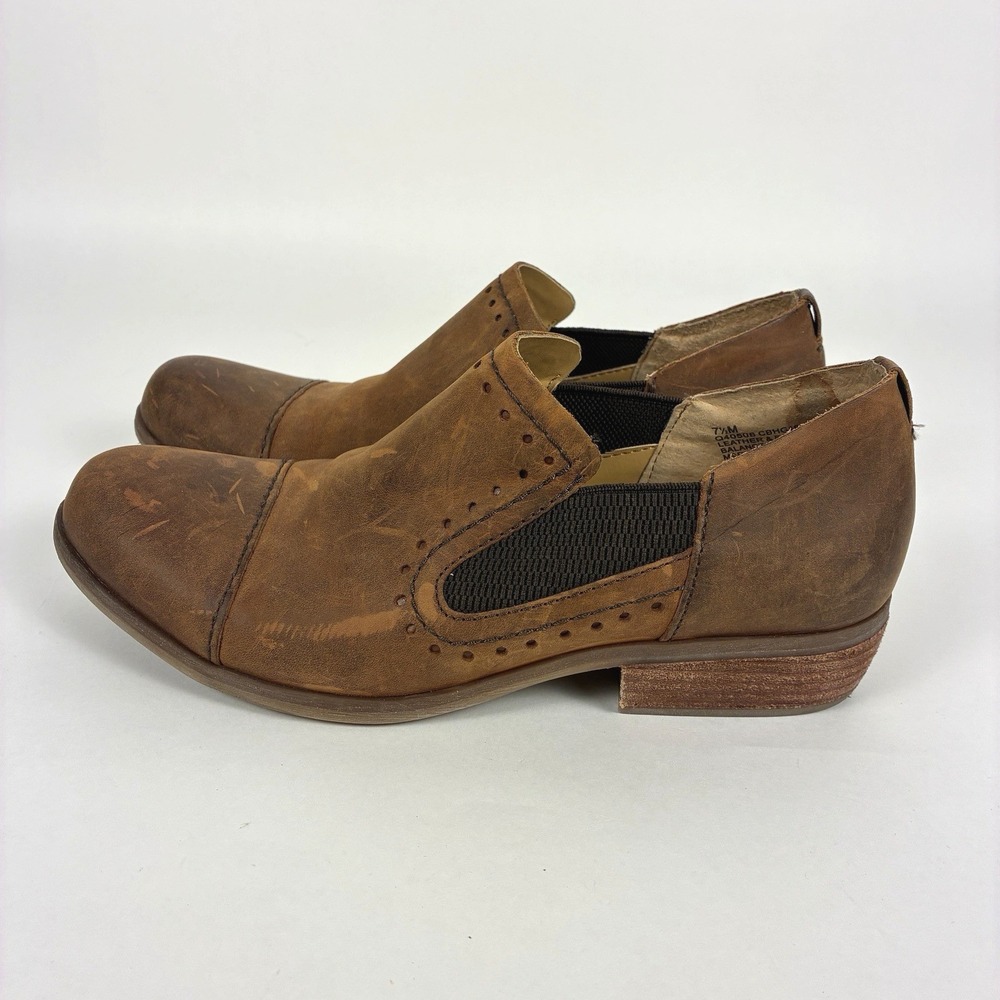 Korks Gertrude Womens Sz 7.5 Shoes Brown Leather Slip On Loafer Boots Distressed - Picture 6 of 13